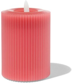 HEMA LED Ribbel Kaars Met Wax Ø7.5x10 Donkerroze (donkerroze)