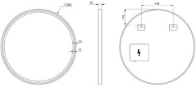 Sapho Kadris ronde spiegel met verlichting 80cm zwart