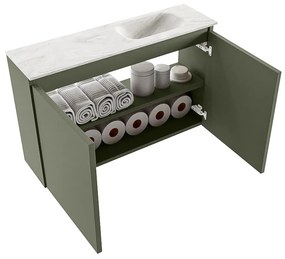 Mondiaz Ture DLux toiletmeubel 80cm army met wastafel ostra rechts zonder kraangat