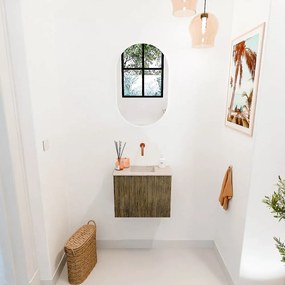 Mondiaz Joya DLux 50cm toiletmeubel dusk met wastafel faye midden zonder kraangat frappe