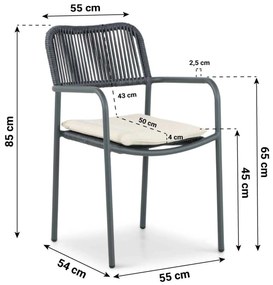 Tuinset 8 personen 300 cm Aluminium/rope Grijs Coco Penya/Weave