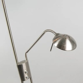 Vloerlamp met dimmer staal en wit met verstelbare leesarm - Luxor Modern E27 rond Binnenverlichting Lamp