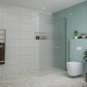 Fortifura Galeria inloopdouche - 120x200cm - ribbelglas - wandarm - Geborsteld RVS PVD (RVS) SW797953/SW797908