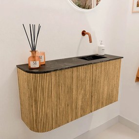 Mondiaz Joya DLux 80cm toiletmeubel ronding links oak met wastafel faye rechts zonder kraangat lava