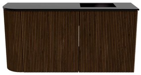 Mondiaz Joya 80cm toiletmeubel ronding links walnut met wastafel faye rechts zonder kraangat urban