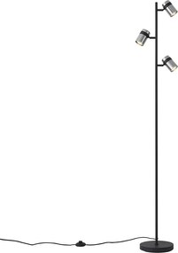 Moderne vloerlamp zwart met smoke glas 3-lichts draai- en kantelbaar - Gianni