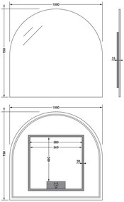 Sanituba Arch spiegel in boogvorm 100x95cm met verlichting