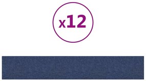 vidaXL Wandpanelen 12 st 1,62 m² 90x15 cm stof blauw