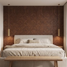 Decoratief Houten Wandpaneel | Clover   Smoked Brown | 60×60 cm | Amerikaans Notenhout
