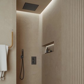 Saniclear Cube Pro inbouw regendouche met inbouw douchekop 30x30cm en staafhanddouche verouderd ijzer - gunmetal