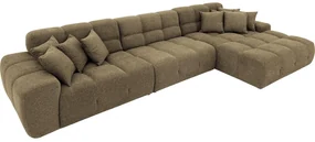 Goossens Excellent Bank Kubus - 30 X 30 Cm Stiksel groen, stof, 1,5-zits, modern design met chaise longue rechts