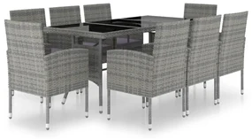 vidaXL 9-delige Tuinset poly rattan antracietkleurig en grijs