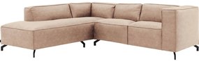 Goossens Bank Calvin beige, micro leer, 2-zits, modern design met ligelement links