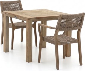+ 10% kassakorting | Diningset ROUGH | 2 personen teakhout | Tuinset stapelbaar | 3-delig | Kees Smit Tuinmeubelen