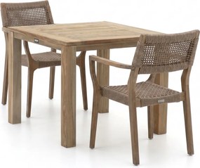 Diningset ROUGH | 2 personen teakhout | Tuinset stapelbaar | 3-delig | Kees Smit Tuinmeubelen
