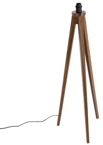 Landelijke vloerlamp tripod walnoot hout - Tripod Classic