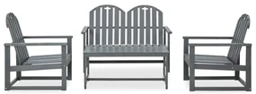 vidaXL 4-delige Loungeset massief acaciahout grijs