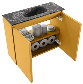 Mondiaz Ture DLux toiletmeubel 60cm ocher met wastafel lava midden met kraangat