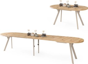 Mazzoni EXPANSO Artisan Eiken / kasjmier poten - OVALE UITSCHUIFTAFEL 160-360 cm VOOR 16-18 PERSONEN