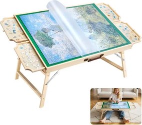VEVOR 1500 stukjes puzzelbord met 4 lades, deksel en opvouwbare poten, draagbare puzzeltafel (865 x 635 mm), puzzelaccessoires voor volwassenen, puzzelopbergsysteem Puzzelborden