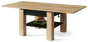 CLEO gouden eiken / zwart, uitschuifbare salontafel