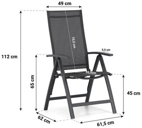 Tuinset 4 personen 180 cm Aluminium/textileen Grijs Presto Donato/Madras