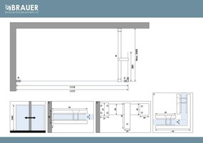 Brauer Void profielloze inloopdouche 120cm met 40cm zijwand RVS geborsteld PVD
