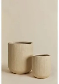 Set Van 2 Buitenpotten Ø45 Cm / Ø30 Cm In Polyresin Raiden Tapioca Beige - Sklum