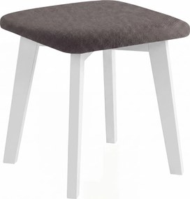 Mazzoni MILO Taupe Beige (stof Storm 26)/wit beuken onderstel - VIERKANTE GESTOFFEERDE KRUK VOOR KEUKEN/WOONKAMER
