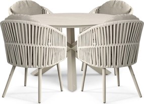 Tuinset Ronde Tuintafel 4 personen 120 cm Rope Zand/Beige Santika Furniture Santika