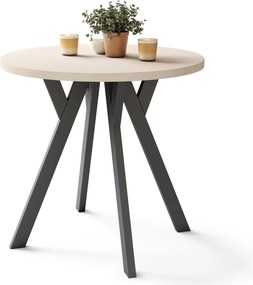 ALMO 80 Beige (Champagne) / zwarte poten – ronde tafel met Y-poten, loft/industrieel voor keuken, woonkamer en eetkamer
