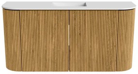 Mondiaz Joya 85cm toiletmeubel ronding links/rechts oak met wastafel faye midden 1 kraangat talc