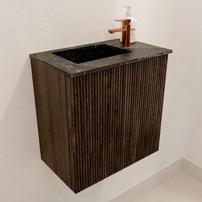 Mondiaz Joya DLux 40cm toiletmeubel walnut met wastafel faye links 1 kraangat lava