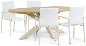 Tuinset 4 personen 200 cm Aluminium/textileen Taupe Lifestyle Garden Furniture Brandon/Brookline