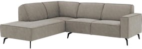 Goossens Hoekbank Hercules grijs, microvezel, 2-zits, modern design met ligelement links