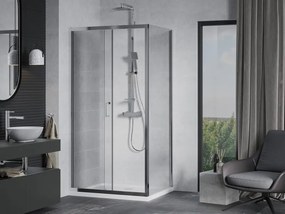 Mexen Apia schuifbare douchecabine 120 x 90 cm, transparant, chroom + Flat douchebak - 840-120-090-01-00-4010