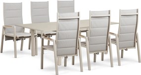 Tuinset 6 personen 160 cm Aluminium Taupe Lifestyle Garden Furniture Essence/Arvento