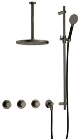 Hotbath Cobber IBS70 inbouwdouche met ronde handdouche, 30cm plafondbuis en glijstang verouderd ijzer