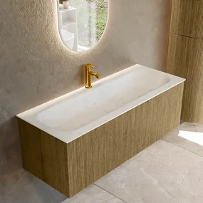 Mondiaz Kurve-dlux 120cm badmeubel dusk met 1 lade en wastafel big large midden 1 kraangat opalo