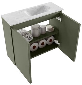 Mondiaz Ture DLux toiletmeubel 60cm army met wastafel opalo rechts zonder kraangat