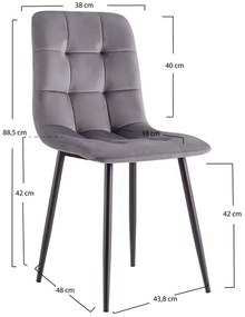 Set 4 Stoelen Stuhl Fluweel