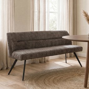 Eetkamerbank Taupe Stof Met Ruitstiksel