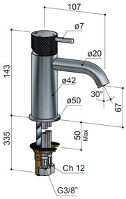 Hotbath Cobber X wastafelkraan 14cm zwart mat