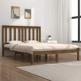 vidaXL Bedframe grenenhout honingbruin 180x200 cm 6FT Super King