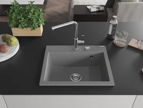Mexen Oscar granitische spoelbak 1-kommer 580 x 490 mm, grijs, chroom sifon - 6519581000-71