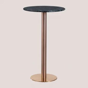 Ronde Hoge Bartafel Ø60 Cm In Cosmopolitan Marmer Groen Marmer Big Flower & Roségoud - Sklum