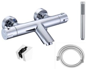 Adema Sparkle 2.0 thermostatische bad-/douchekraan - staafhanddouche en houder - incl. doucheslang - chroom SW696250 / SW496806 / SW496819 / SW496810