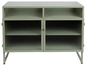 Lichtgroen Dressoir Met Ribbelglas - 80x38x58cm.