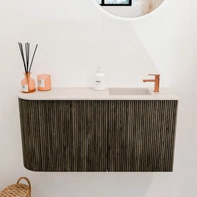 Mondiaz Joya DLux 80cm toiletmeubel ronding links shadow met wastafel faye rechts 1 kraangat meli