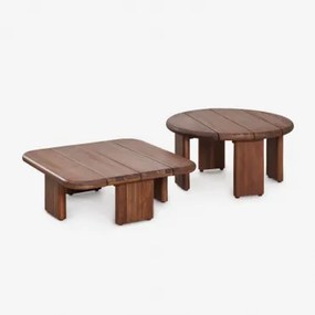 Set Van 2 Salontafels Voor De Tuin Van Acaciahout Famara Donker Acaciabruin - Sklum
